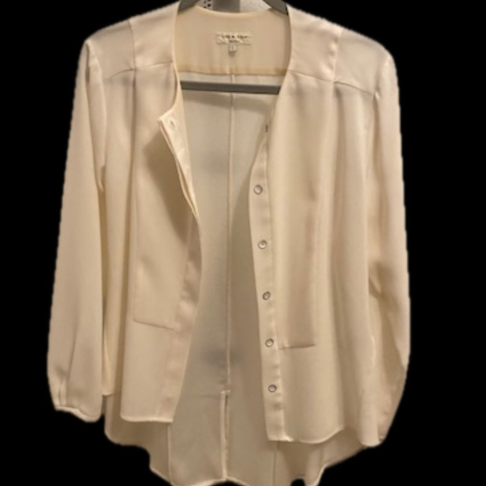 Rag And Bone Cream Silk Button Down Open Jacket Womens Size Large